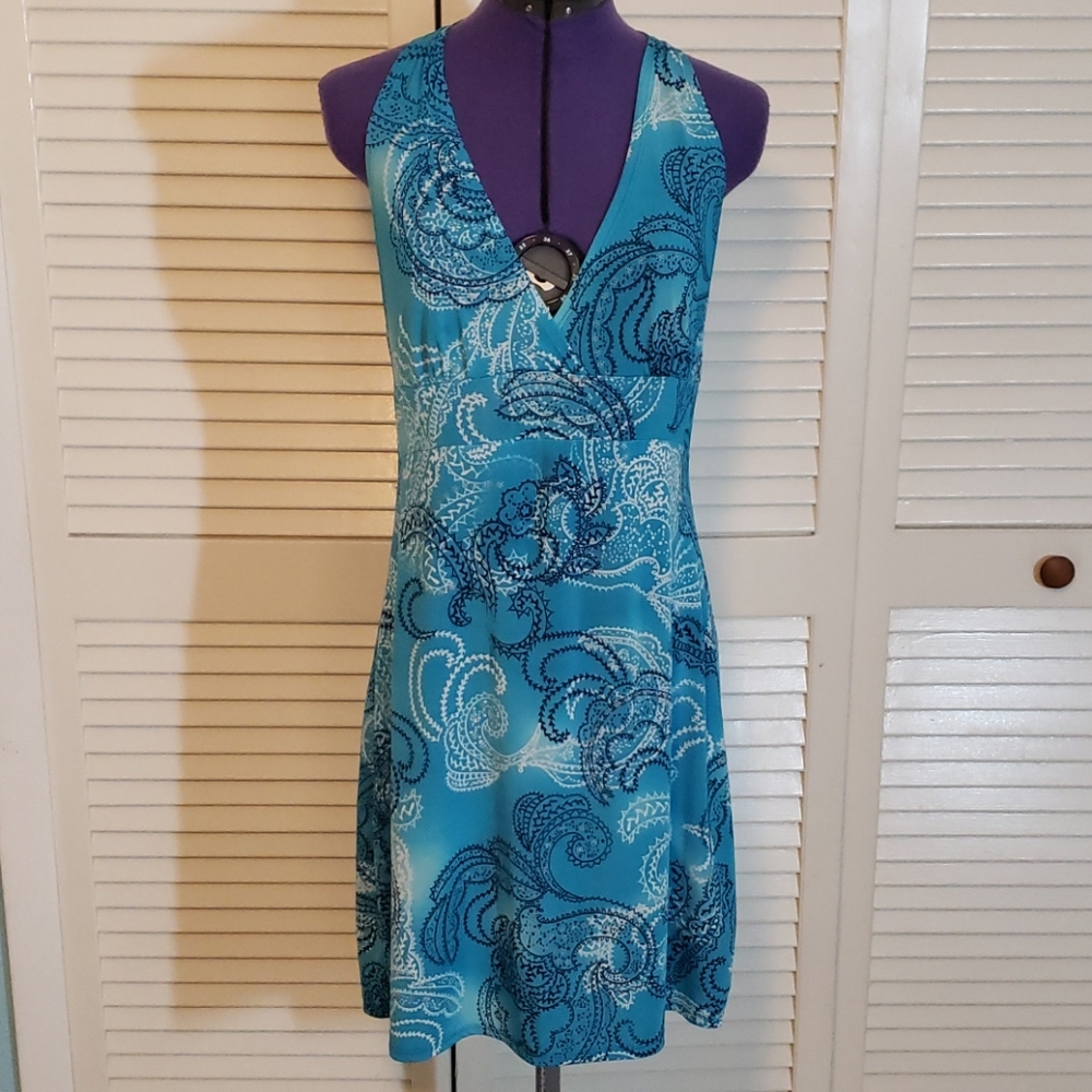 Aqua Funky Sun Dress, Size Large
